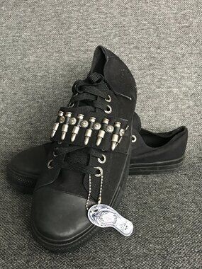 NWOT Demonia Deviant-13 Ammunition Bullet Strap Black Canvas Sneakers Mens Sz 10
